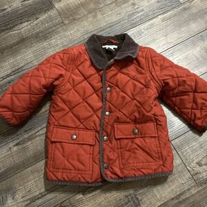 Janie And Jack Orange Quilted Jacket With Corduroy Elbow Patches 12-24
